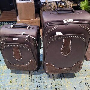 Montana West Western Luggage 2 PC Embossed Vegan Leather 16” & 26" - 2 BAGS